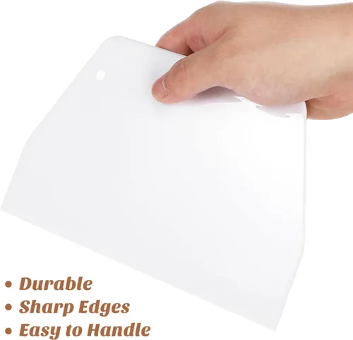 Miniatura 9 de 2 raspadores de plástico para tartas, tamaño grande, 8 x 5 pulgadas, raspador de tazón de masa flexible, antiadherente, herramienta de borde