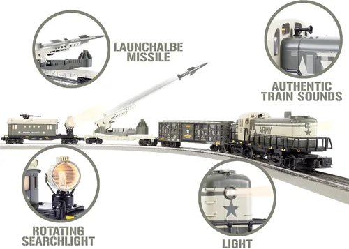 Miniatura 8 de Lionel Army Freight Electric O Gauge Bluetooth 5.0 Set de Tren Eléctrico con Control Remoto