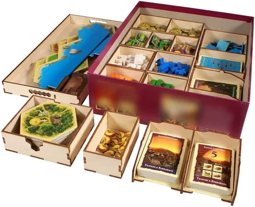 Miniatura 10 de The Broken Token Organizador de juegos compatible con Catan Base Game – Caja organizadora de juegos de madera con múltiples bandejas