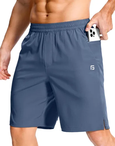 Miniatura 13 de GGJ Pantalones cortos deportivos ligeros para hombre con 2 bolsillos con cremallera de 7/5/9 pulgadas, pantalones cortos de tenis de secado rápido