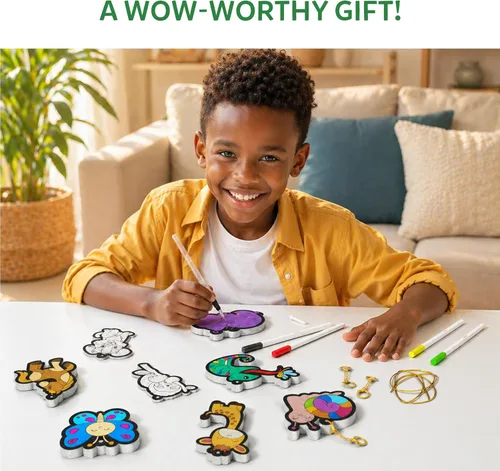 Miniatura 8 de Skillmatics Aqua Puffs - Kit de arte 3D, animales, pintura sin desorden por números, manualidades para niños, actividades de color de bricolaje