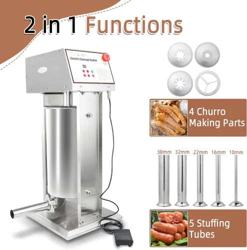 Miniatura 3 de Hakka Procesador de Alimentos Comercial de 25 LB de Acero Inoxidable Eléctrico para Embutir Salchichas y Fabricante Vertical de Relleno de Salchichas