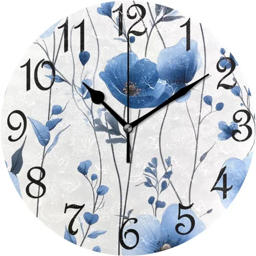 Miniatura 35 de Reloj de pared rústico retro con puerta de granero de madera, marrón, azul, funciona con pilas, silencioso, sin tictac, 10 pulgadas, reloj de mesa