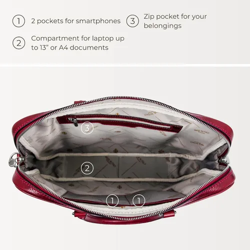 Miniatura 5 de Time Resistance Maletín de cuero - Bolso italiano de cuero de grano completo - Bolso de cuero genuino para portátil - Maletín para hombre y mujer