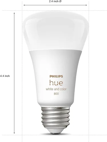 Miniatura 6 de Philips Hue Bombilla LED inteligente A19 de 60 W, luz blanca y Color Ambiance que cambia de color, 1 paquete, 800 lúmenes, E26, interior, control