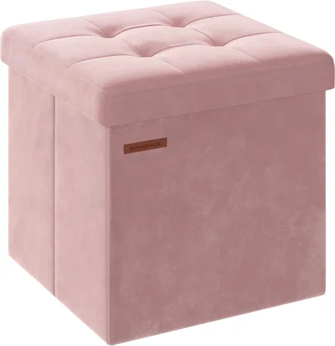 Miniatura 9 de SONGMICS cubo de almacenamiento de piel sintética, asiento, 15 pulgadas, Madera, Negro