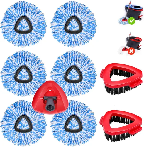 Miniatura 10 de Paquete de 4 cabezales de repuesto de trapeador giratorio compatibles con el sistema de 2 tanques Ocedar RinseClean, cabezal de repuestos de 4