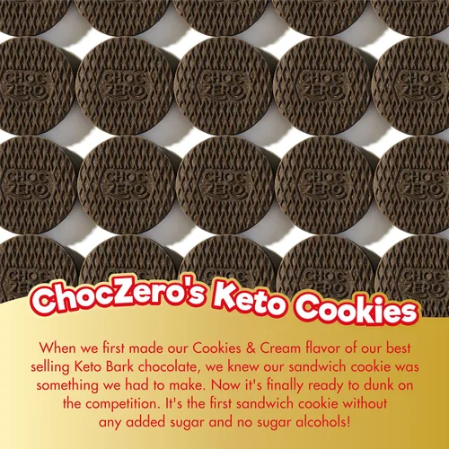 Miniatura 4 de Galletas de sándwich de chocolate keto ChocZero con crema - Galletas Dunkies bajas en azúcar y sin gluten (1 caja, 9 oz)