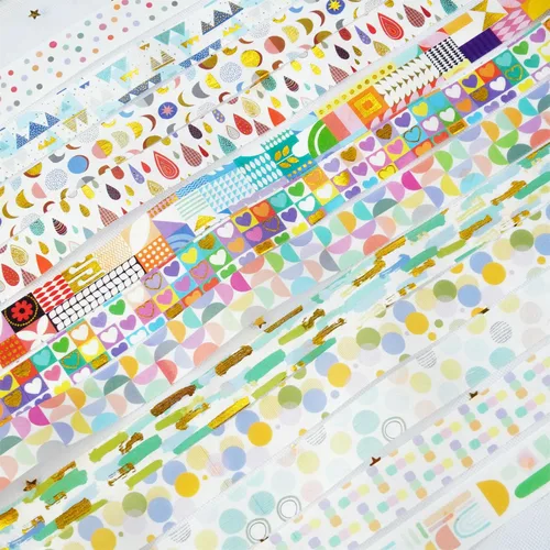 Miniatura 3 de Bonito juego de 12 rollos de cinta washi de papel de aluminio dorado para dibujo de dibujos animados, cintas decorativas para artes, manualidades