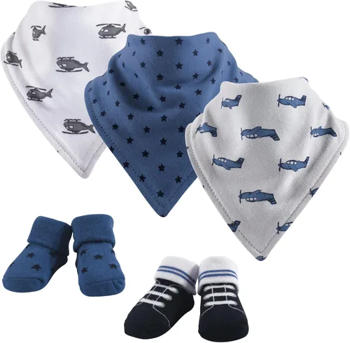 Miniatura 216 de Hudson Baby Conjunto de babero y calcetines unisex de algodón para bebé