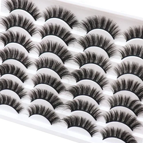 Miniatura 6 de Losha - Pestañas postizas de aspecto natural, paquete de pestañas postizas hechas a mano, pestañas falsas delicadas, 14 pares de pestañas (F64)