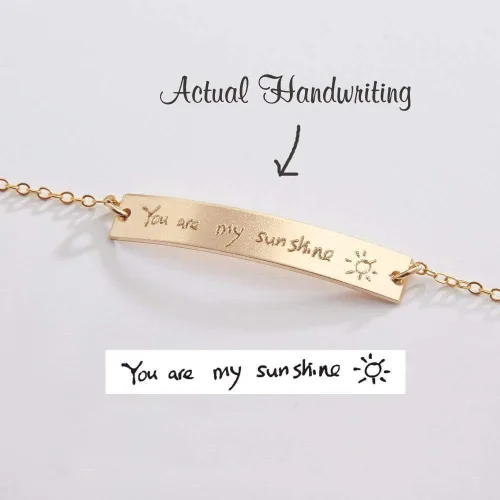 Miniatura 3 de Pulsera de escritura a mano, joyería con colgante de barra de escritura a mano, firma conmemorativa, nota escrita a mano personalizada para niños