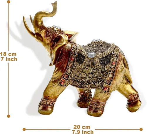 Miniatura 2 de Estatua de elefante de la suerte, decoración de elefante de 7 pulgadas, figura de elefante para decoración del hogar, única y adorno para sala