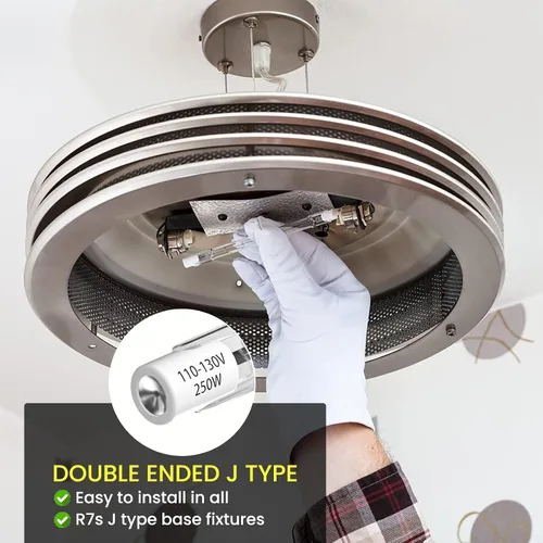 Miniatura 5 de Bombillas halógenas de 250 W, R7s 3.071 in, 3.1 pulgadas, T3, 2700 K, blanco cálido, tipo J, doble extremo, 120 V, regulable, para trabajo