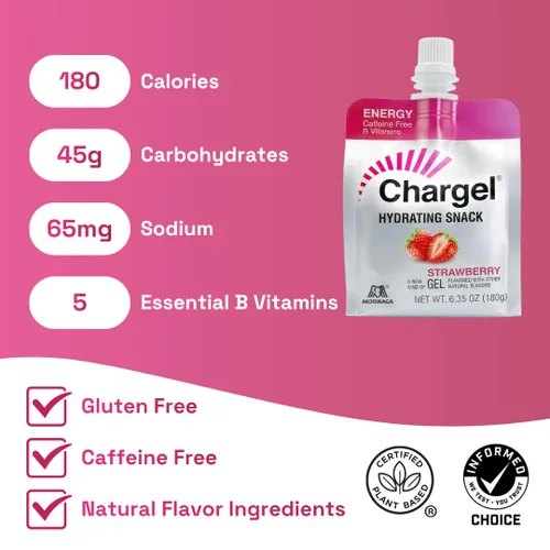 Miniatura 3 de Chargel Gel energético instantáneo sin cafeína, fresa, para correr, ciclismo, entrenamiento, senderismo esencial para mujeres y hombres, regalos