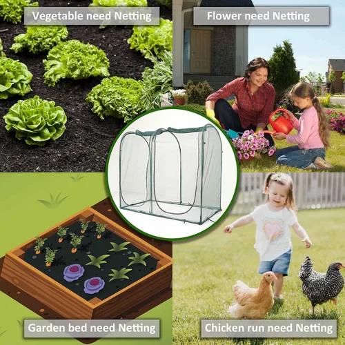 Miniatura 7 de Poray Túnel Grande 73''x37''x61'' Cubierta de Malla para Plantas, Jaula de Cultivo de 5 Pies de Alto Malla para Tomates, Cubierta Protectora contra