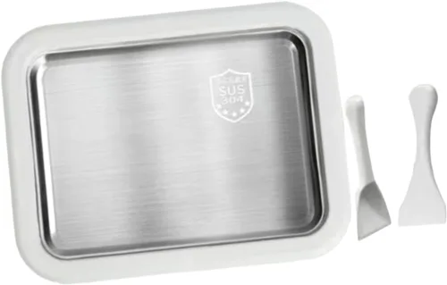 Miniatura 9 de Máquina para hacer helados enrollados, bandeja casera para yogur con 2 espátulas, helado para el hogar, plato frío instantáneo, verde