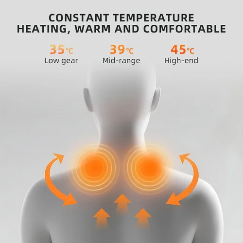 Miniatura 4 de Almohada calentada Masajeador de cuello portátil 3 en 1 Masaje de vibración al por mayor 4D Masaje profundo 6 niveles Intensidad Cuello Hombro