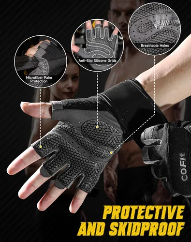 Miniatura 3 de Guantes de entrenamiento COFIT transpirables y antideslizantes, guantes de gimnasio para levantamiento de pesas para hombres y mujeres, agarre 5.
