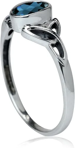 Miniatura 3 de Silvershake Anillo de plata de ley 925 con piedra natal ovalada de 7x5MM con nudo de trinidad celta triquetra