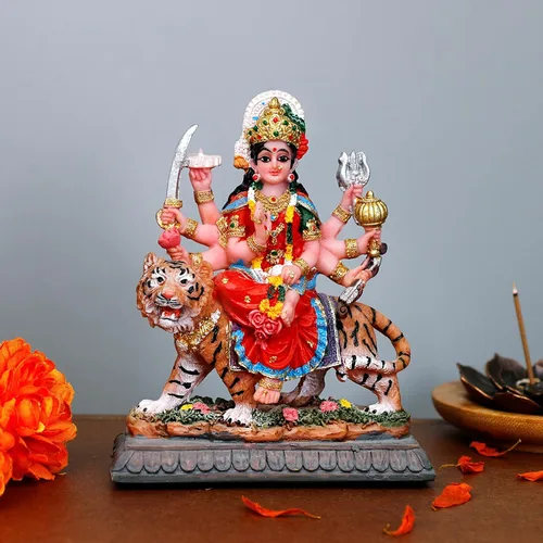 Miniatura 2 de BangBangDa Durga - Estatua de tigre pequeña de 4.1 pulgadas de alto para tablero de instrumentos de vehículo, diosa hindú, día del padre, día
