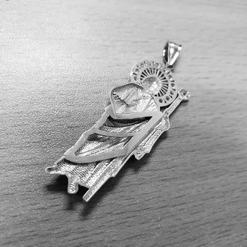 Miniatura 3 de Colgante de plata de ley con circonita cúbica de San Judas (M-2 pulgadas)