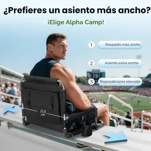 Miniatura 2 de ALPHA CAMP Asientos de estadio para gradas con reposabrazos, sillas acolchadas gruesas con soporte para espalda, silla de estadio extra ancha
