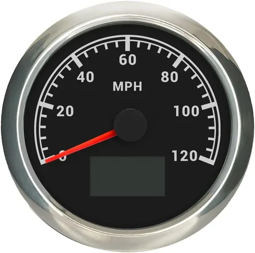 Miniatura 21 de ELING Velocímetro GPS de 3 3/8 pulgadas (3.346 in) 0-200 MPH con kilometraje total Tripmeter Curso sobre el suelo 12V 24V con 8 colores Negro+Negro