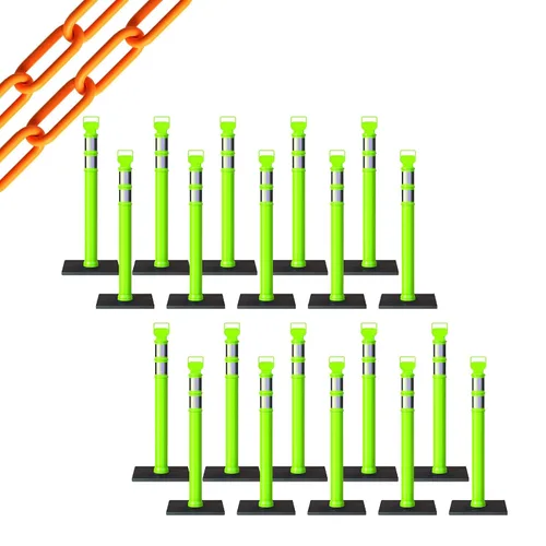 Miniatura 48 de Trafford Industrial - Juego de 20 postes de delineador de 45 pulgadas, collares reflectantes de 3 pulgadas, base de goma de 10 libras
