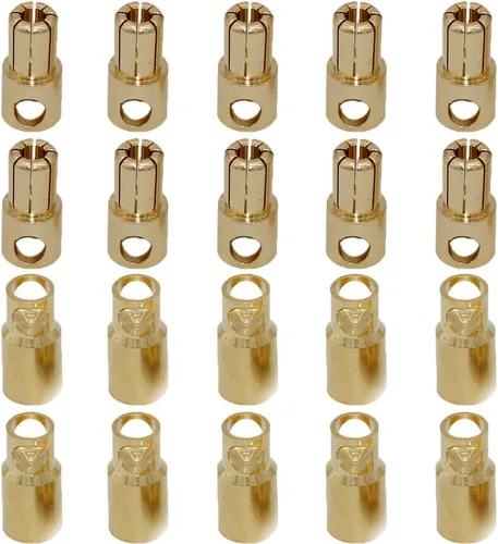 Miniatura 7 de 20 pares chapados en oro de 0.157 in 0.157 in macho hembra Banana Plug Bullet adaptador para RC Lipo Battery ESC Motors
