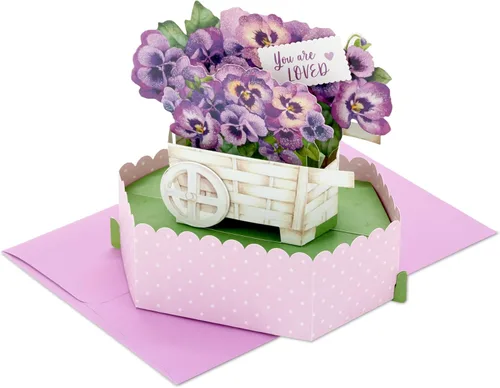 Hallmark Paper Wonder - Tarjeta desplegable para el día de la madre (carrito de pensamientos) para cumpleaños para ella, primavera, cualquier ocasión