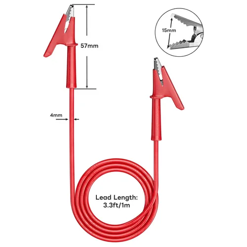 Miniatura 3 de Goupchn 5 cables de prueba de cocodrilo de doble extremo con clips aislantes, cable de cobre flexible para pruebas eléctricas 3.3 pies