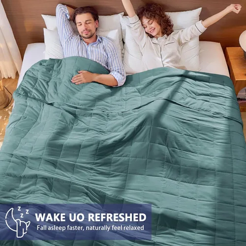 Miniatura 155 de Yescool - Manta con peso para adultos (15 libras, 60 x 80 pulgadas, azul), manta de enfriamiento pesada para dormir, 140-160 libras, manta