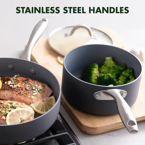 Miniatura 5 de GreenPan Lima Juego de Utensilios de Cocina de Cerámica Antiadherente Saludable Anodizada Dura de 12 Piezas Ollas y Sartenes, Libre de PFAS, Seguro