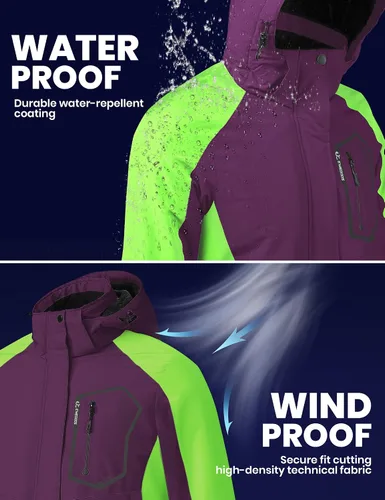 Miniatura 3 de Ewedoos Chaquetas de esquí de nieve para mujer con capucha desmontable resistente al viento, chaqueta de snowboard para mujer, abrigos de invierno