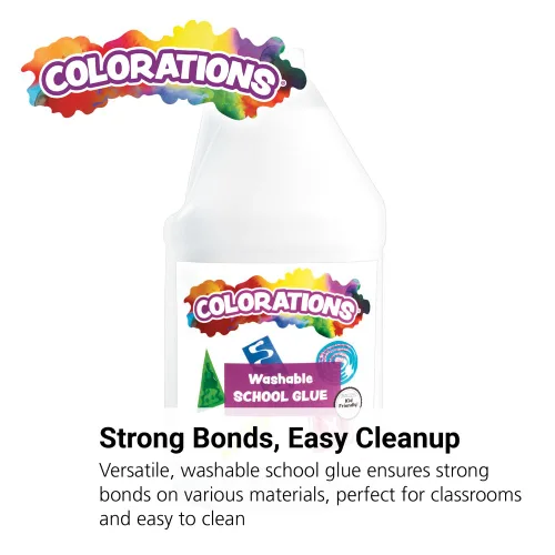 Miniatura 2 de Colorations Pegamento blanco lavable - 1 galón, se seca transparente, ideal para manualidades, escuela, uso en casa y oficina, no tóxico, perfecto