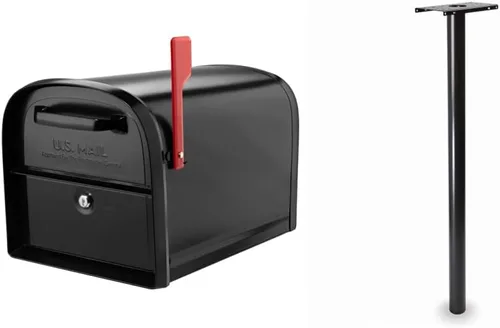 Miniatura 8 de Architectural Mailboxes 6300B-10 Oasis 360 Buzón de paquete con bloqueo, extra grande, negro y correo Boss 7121, poste de montaje negro en el suelo