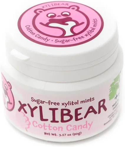Mentas de xilitol sin azúcar para niños, cuidado bucal, sin flúor, sin gluten, vegano, sin OMG, natural (algodón de azúcar)
