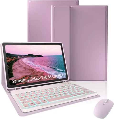 Miniatura 11 de Funda de teclado para Samsung Galaxy Tab S6 Lite de 10.4 pulgadas (SM-P620/P625/P613/P619/P615/P610), funda para tableta con retroiluminación de 7