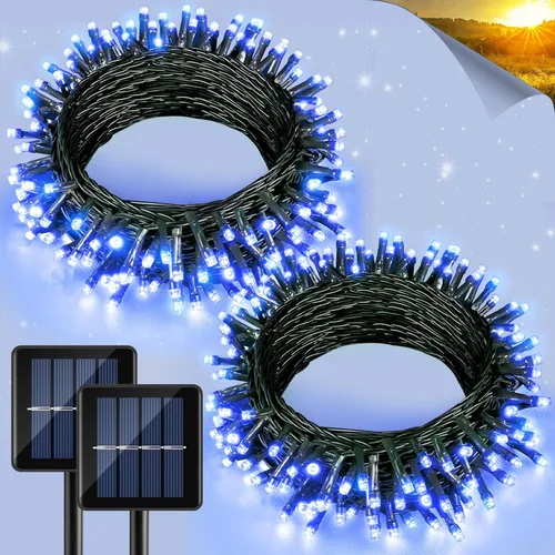 Miniatura 15 de 2 Pack de luces solares de Navidad para exteriores, tira de luces solares de 80 pies con 240 LED para exteriores, impermeables, 8 modos de luz