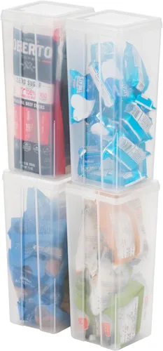 Miniatura 14 de IRIS USA - Contenedores de almacenamiento verticales de plástico con tapa abatible para despensa, hogar, oficina, organización, tamaño mediano