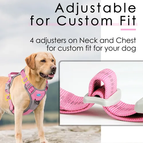 Miniatura 5 de ThinkPet Arnés deportivo transpirable, antitirones para perro, con asa, arnés reflectante y ajustable para perros medianos o grandes, clip trasero