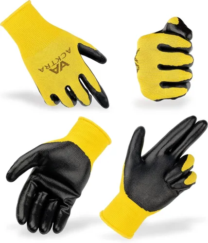 Miniatura 4 de ACKTRA Guantes de trabajo de seguridad ultrafinos de poliuretano 12 pares, WG002 negro/negro, XS