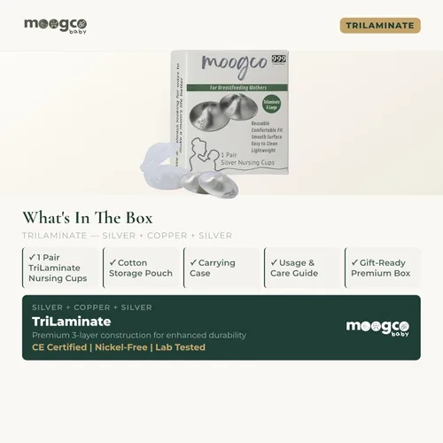 Miniatura 4 de MOOGCO Las Tazas de Lactancia Originales de Plata - Tazas de Pezón de Plata 999k - Protectores de Pezón para la Lactancia de Recién Nacidos