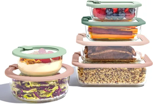 Bentgo Signature Recipientes de vidrio a prueba de fugas para almacenamiento de alimentos - Juego de 12 piezas, recipientes sin plástico de 1
