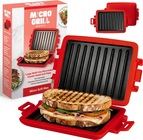 Miniatura 8 de Fabricante de Tostadas, Parrilla de Microondas, Tostador de Sánduces, Queso a la Parrilla en 3 Minutos, Crujiente, Prensa para Panini, Apto para Rojo