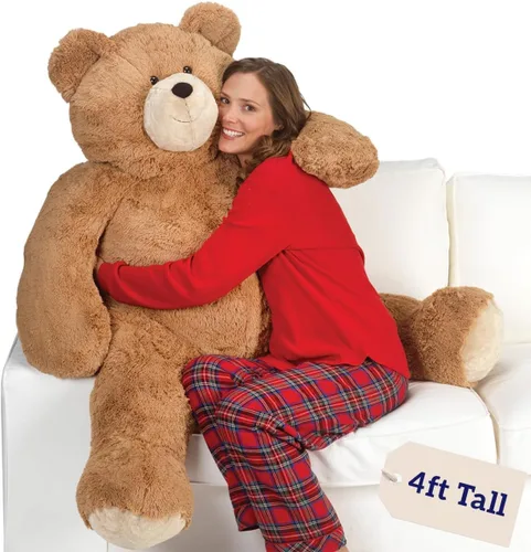Peluche de la marca Vermont Teddy Bear, modelo Big Bear Sweetheart, 3 pies de altura, color marrón