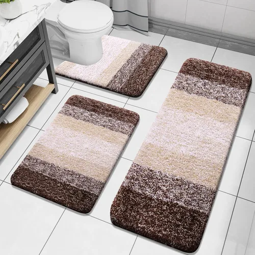 Miniatura 61 de Arotive - Juego de alfombras de baño de 3 piezas, alfombras de baño extra suaves y absorbentes, alfombrillas de baño lavables a máquina y que se