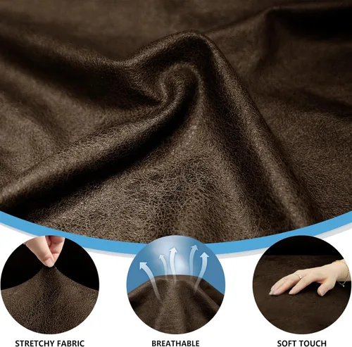 Miniatura 3 de Fundas para sillón con cojines en forma de T de 2 piezas, apariencia de cuero, funda para sofá, funda para silla, protector elástico para muebles