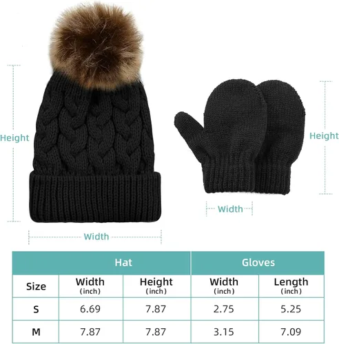 Miniatura 5 de Durio Conjunto de gorro y guantes de invierno para niños pequeños, sombreros de Papá Noel para niños, guantes de nieve cálidos y acogedores